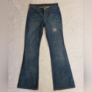 Karen Kane Denim Women's Bootcut Leg Medium Wash Cotton Jeans Rhinestones Size 2